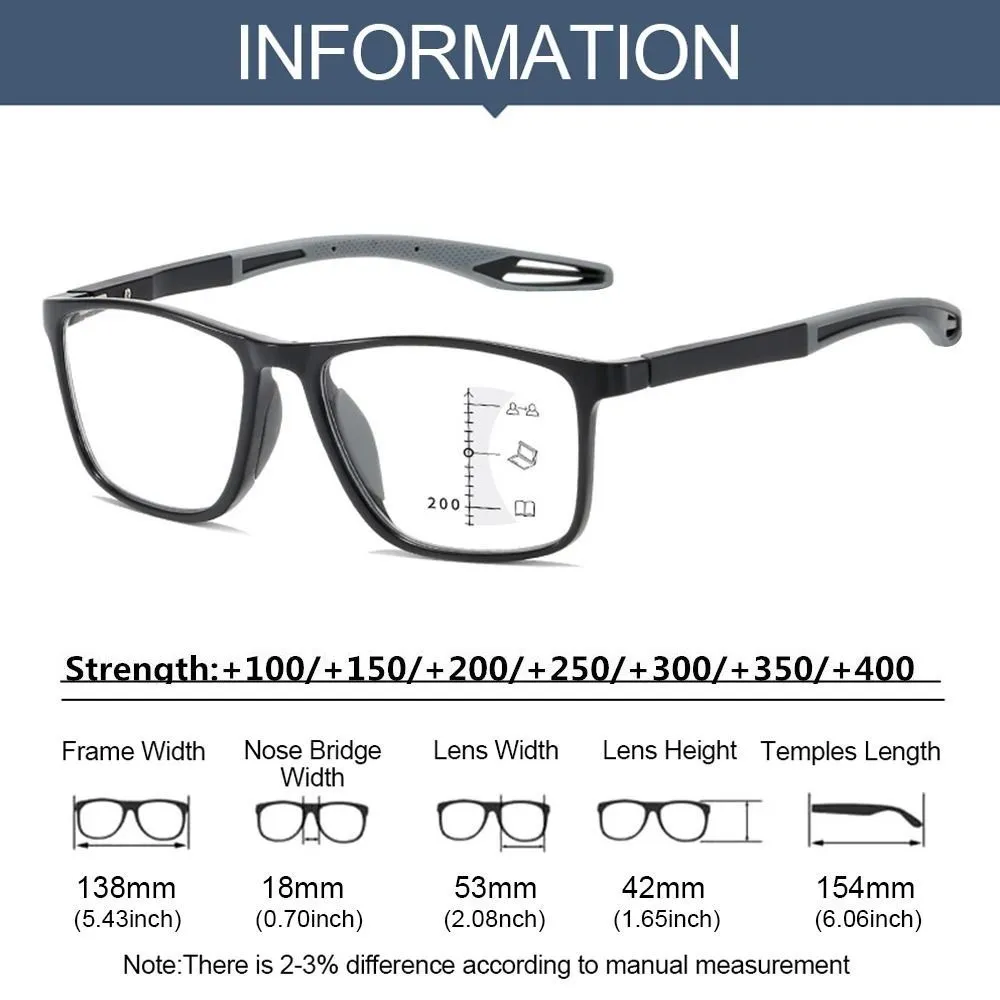 TR90 Anti-blue Light Multifocal Reading Glasses for Men Women Progressive Near Far Eyewear Ultralight Sports Farsight Eyeglasses