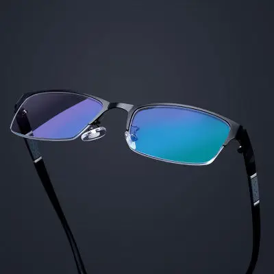 Metal Anti-blue Light Reading Glasses Farsighted Eyeglasses Men Business Eyewear Diopter 0 +1.0 +1.5 +2.0 +2.5 +3.0 +3.5 +4.0