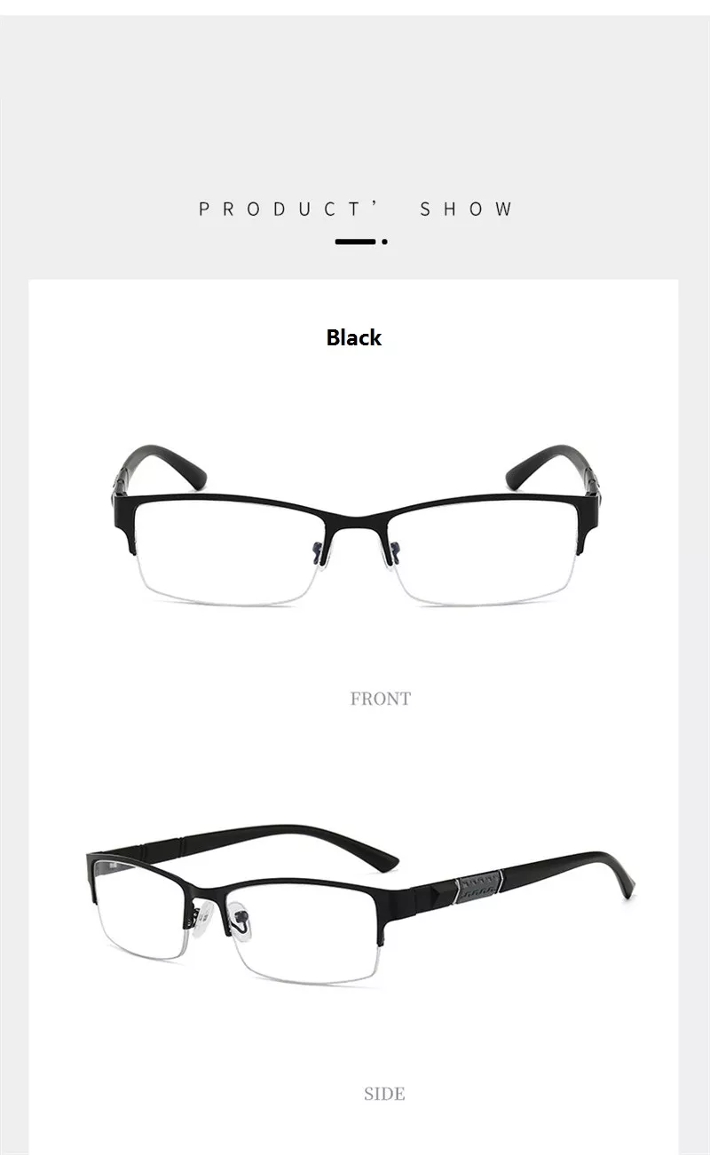Metal Anti-blue Light Reading Glasses Farsighted Eyeglasses Men Business Eyewear Diopter 0 +1.0 +1.5 +2.0 +2.5 +3.0 +3.5 +4.0