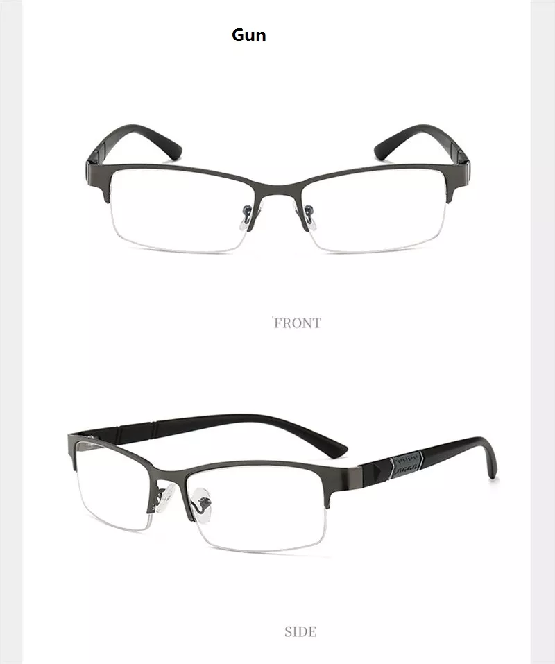 Metal Anti-blue Light Reading Glasses Farsighted Eyeglasses Men Business Eyewear Diopter 0 +1.0 +1.5 +2.0 +2.5 +3.0 +3.5 +4.0