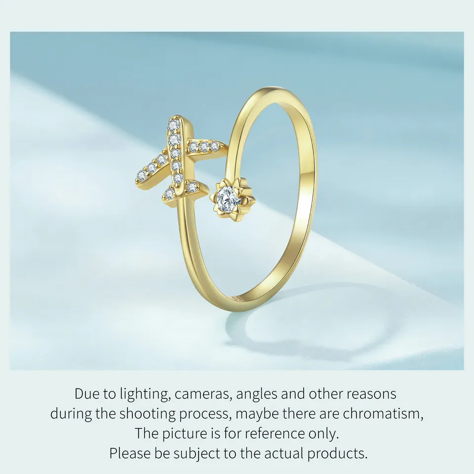 bamoer Genuine 925 Sterling Silver Flying Plane Open Finger Rings for Women Clear CZ Adjustable Rings Fine Jewelry Bijoux SCR623 bamoer Genuine 925 Sterling Silver Flying Plane Open Finger Rings for Women Clear CZ Adjustable Rings Fine Jewelry Bijoux SCR623
