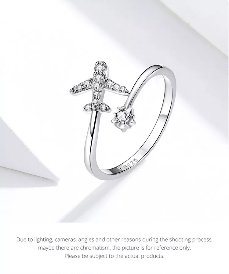 bamoer Genuine 925 Sterling Silver Flying Plane Open Finger Rings for Women Clear CZ Adjustable Rings Fine Jewelry Bijoux SCR623 bamoer Genuine 925 Sterling Silver Flying Plane Open Finger Rings for Women Clear CZ Adjustable Rings Fine Jewelry Bijoux SCR623