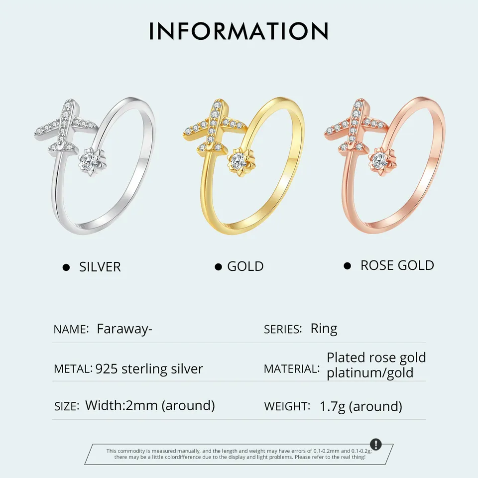 bamoer Genuine 925 Sterling Silver Flying Plane Open Finger Rings for Women Clear CZ Adjustable Rings Fine Jewelry Bijoux SCR623 bamoer Genuine 925 Sterling Silver Flying Plane Open Finger Rings for Women Clear CZ Adjustable Rings Fine Jewelry Bijoux SCR623