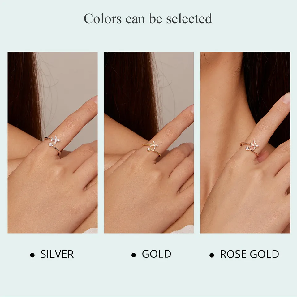 bamoer Genuine 925 Sterling Silver Flying Plane Open Finger Rings for Women Clear CZ Adjustable Rings Fine Jewelry Bijoux SCR623 bamoer Genuine 925 Sterling Silver Flying Plane Open Finger Rings for Women Clear CZ Adjustable Rings Fine Jewelry Bijoux SCR623