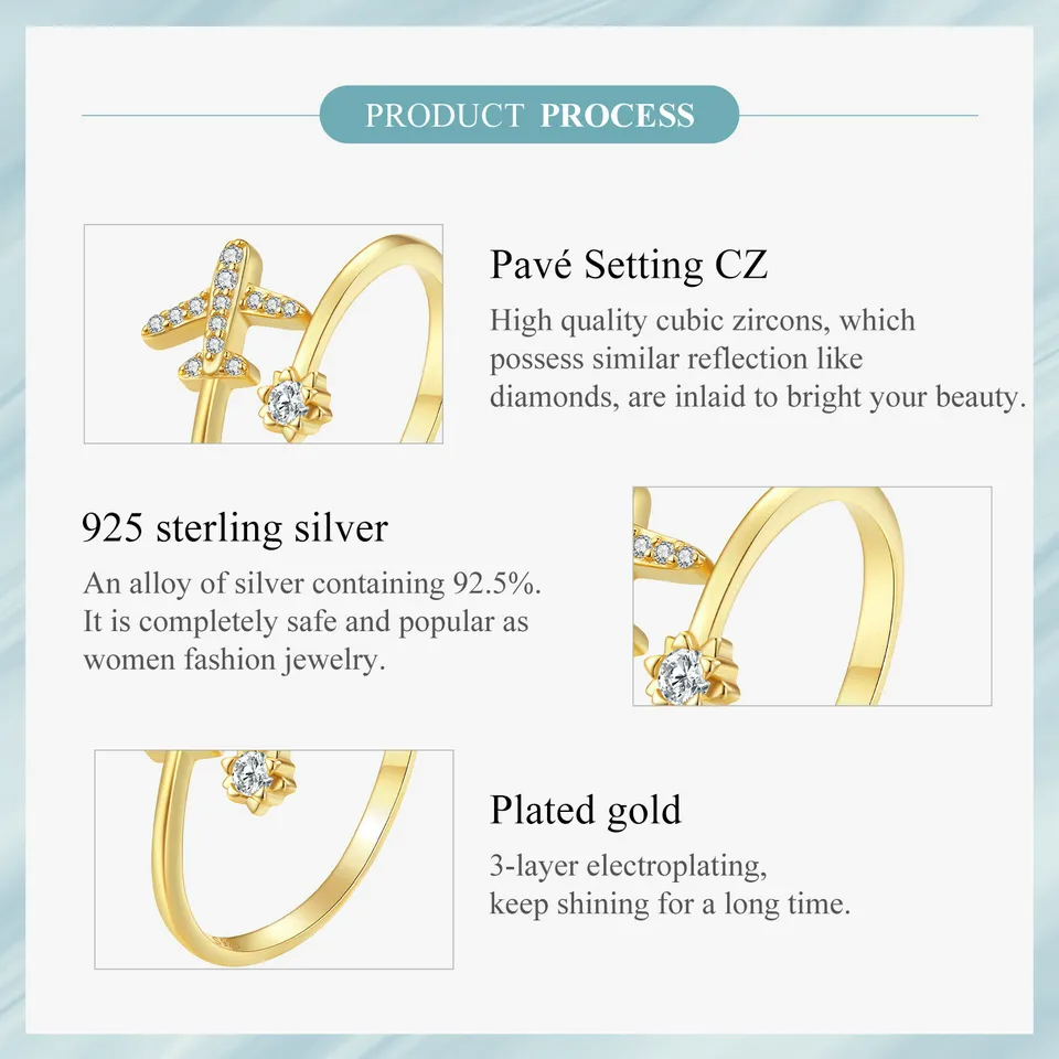 bamoer Genuine 925 Sterling Silver Flying Plane Open Finger Rings for Women Clear CZ Adjustable Rings Fine Jewelry Bijoux SCR623 bamoer Genuine 925 Sterling Silver Flying Plane Open Finger Rings for Women Clear CZ Adjustable Rings Fine Jewelry Bijoux SCR623