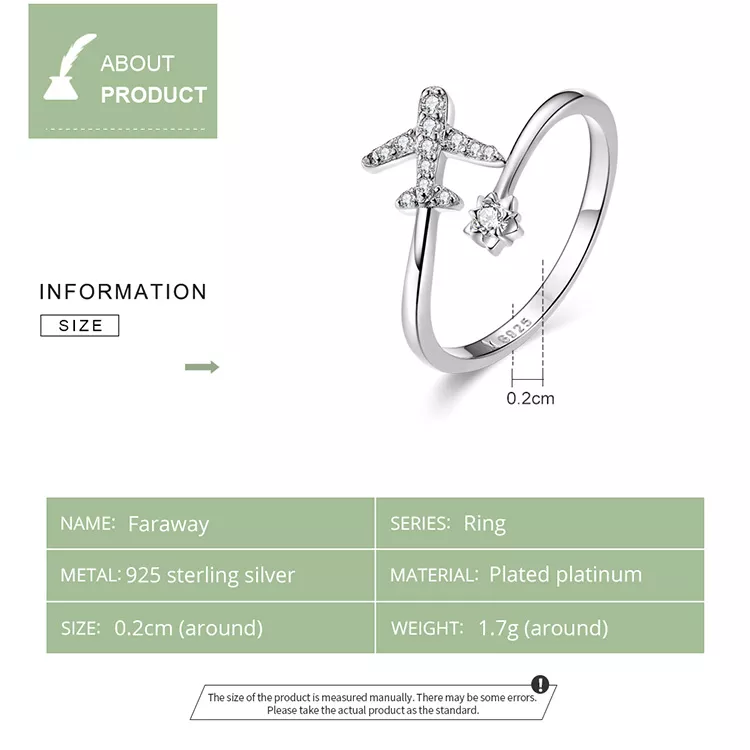 bamoer Genuine 925 Sterling Silver Flying Plane Open Finger Rings for Women Clear CZ Adjustable Rings Fine Jewelry Bijoux SCR623 bamoer Genuine 925 Sterling Silver Flying Plane Open Finger Rings for Women Clear CZ Adjustable Rings Fine Jewelry Bijoux SCR623