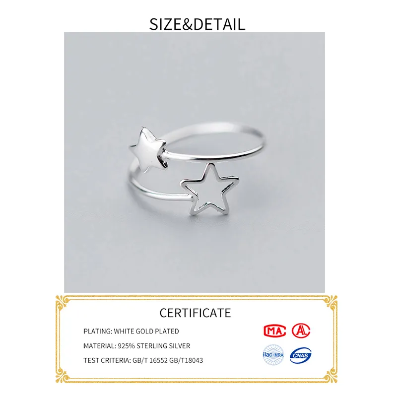 INZATT Real 925 Sterling Silver Star Ring for Fashion Women Party Minimalist Fine Jewelry Cute Anillo Estrella Accessories Gift