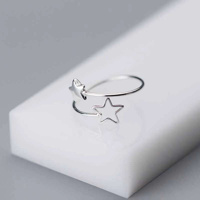 INZATT Real 925 Sterling Silver Star Ring for Fashion Women Party Minimalist Fine Jewelry Cute Anillo Estrella Accessories Gift